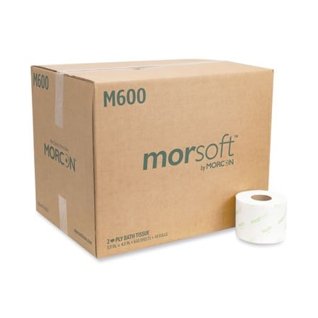 Morcon , MORSOFT CONTROLLED BATH TISSUE, SEPTIC SAFE, 2PLY, WHITE, 3.9inX4in, 600 SHEETS/RL, 48 ROLLSCT M600
